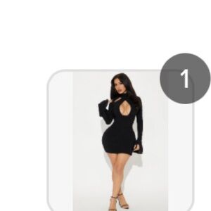 Black Bodycon Dress with Bell Sleeves and Keyhole Neckline